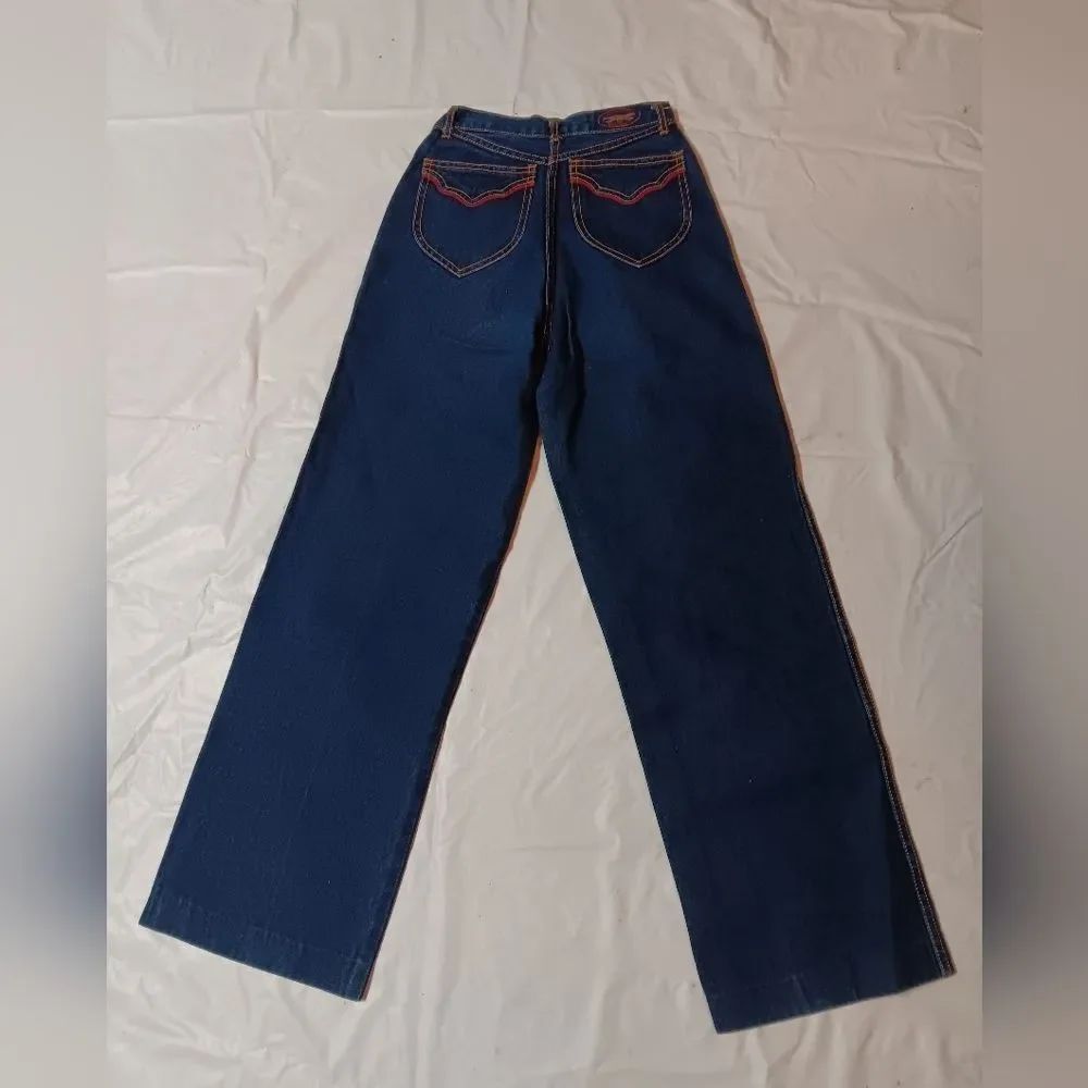 Pentimento Britania Flare Dark Blue Jeans with Red Stitching Size 7 NWOT